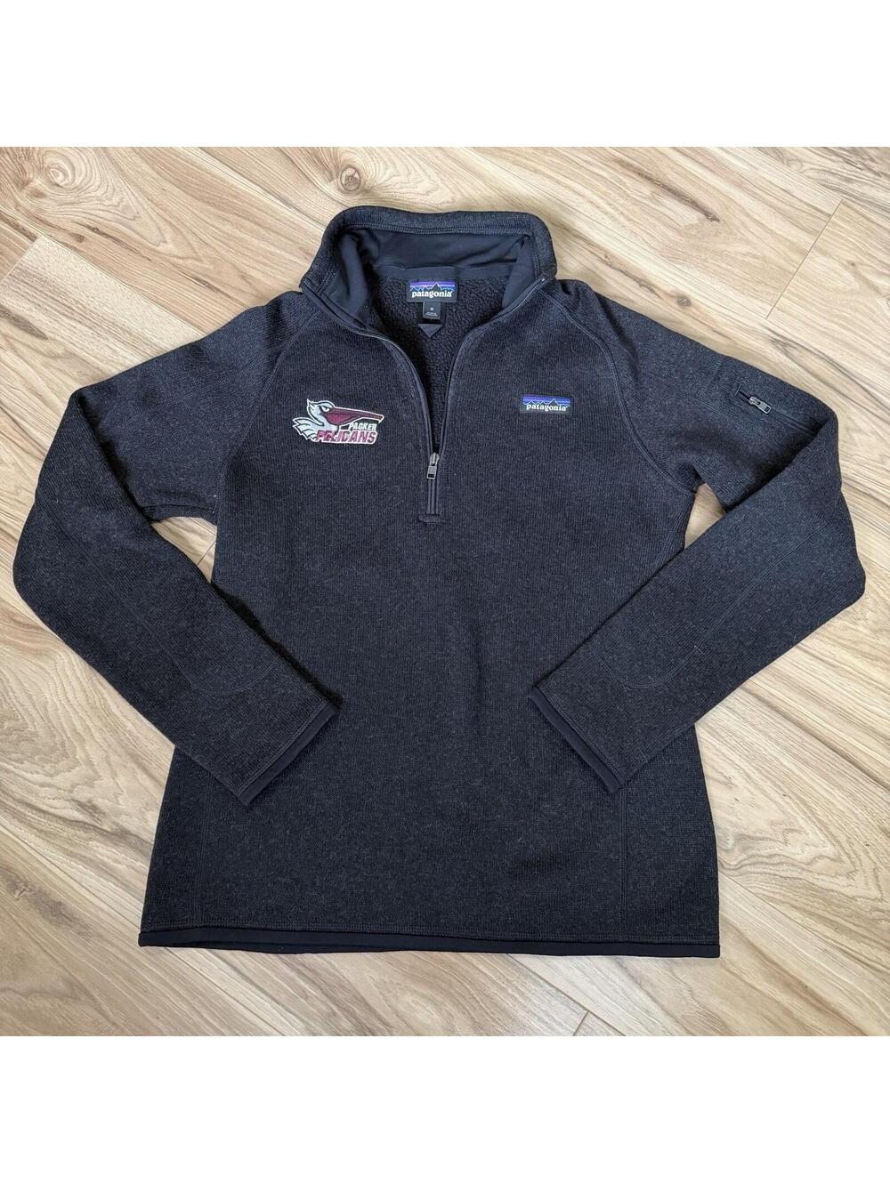 Patagonia Better Sweater 1/4 Zip Black Fleece Packer Pelicans Embroidery M